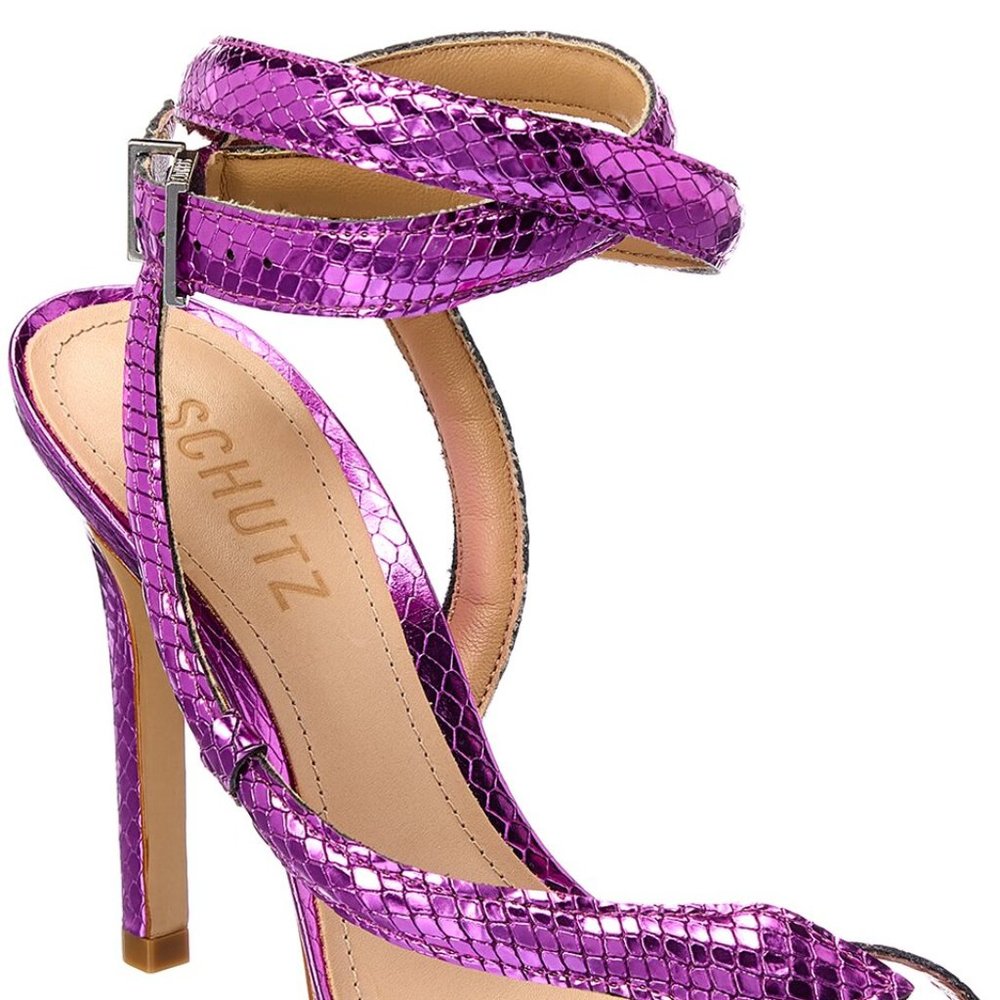NIB Schutz Metallic Purple Snake heeled sandal, 7.5 - Picture 6 of 6